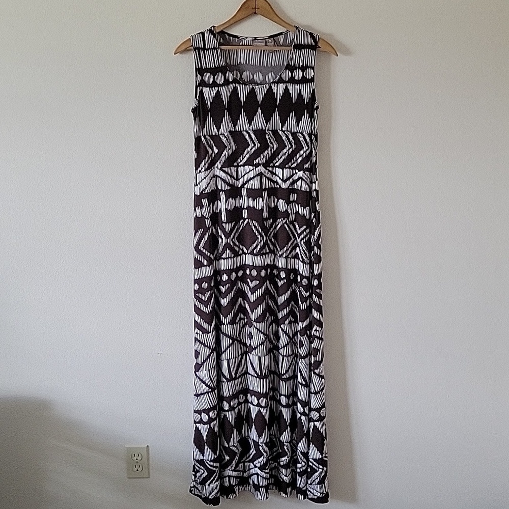Chico's Brown White Tribal Print Sleeveless‎ Maxi Dress Size 4/Small